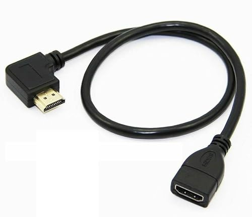 Mr. Gadget's Solutions Right Angled 90 Flat HDMI Extension Cable Male to Female Socket 1 Meter - Black