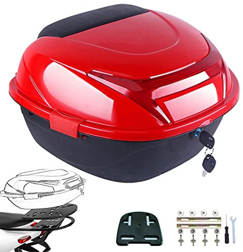 HDBODY Bauletto Per Moto Bauletto in ABS Di Grande Capacità Per Scooter, Moto, Motorini E Quad,Rosso,40x36x25cm