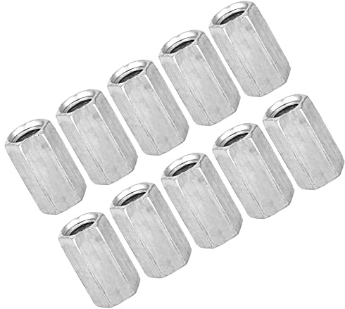 Long Nuts for Mechanical Assembly – 10pcs M8x20 Hex Coupling Nuts, Threaded Sleeve Nuts, Hexagonal Rod Nuts, Heavy-Duty Fasteners