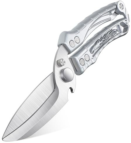 Japaknives Heavy Duty Poultry Shears,Detachable Kitchen Scissors for Chicken|Meat|Fish,Sharp Kitchen Shears with Serrated Edge,Stainless Steel Cooking Scissors for Thanksgiving Christmas(Silver)