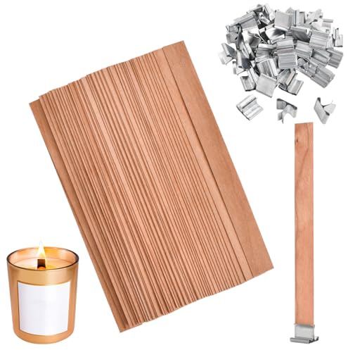 Dochte Für Kerzen Holz 50 Set Kerze Mit Holzdocht Woodwick Mit 50 Eisenständer, Kerzendochte Set Kerzen Selber Machen Set Mit Holzdocht Umweltfreundlicher Docht Für Kerzenherstellung Und DIY-Handwerk