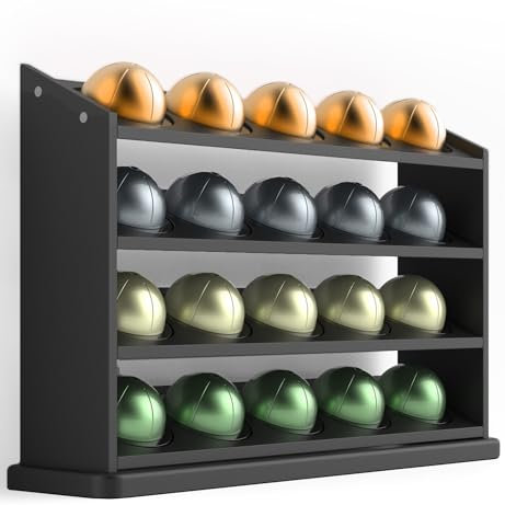 GALVANOX Étagère de rangement pour 20 dosettes, compatible avec le support de dosettes Nespresso Vertuo (bois de bambou), support de rangement autoportant, peut contenir 20 capsules de café Vertuoline
