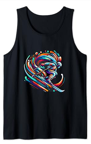 Skifahrer buntes Grafik Design Damen und Herren Skisport Tank Top