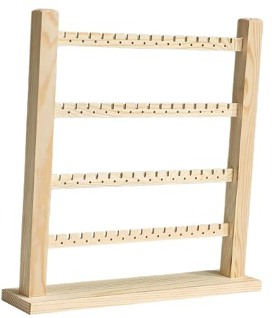 Présentoir de Boucles d'oreilles pour Femmes et Filles, Support de Rangement de Bijoux à 4 Niveaux, Boucles d'oreilles en Bois