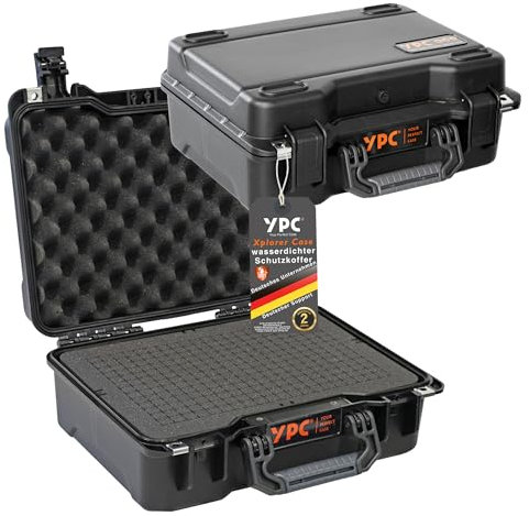 YPC Xplorer Case M – 40cm x 33cm x 16,5cm Outdoor Case, Fotokoffer Schaumstoff wasserdicht, Kamera Koffer Hardcase, Transportkoffer für Drohne, Stapelbar