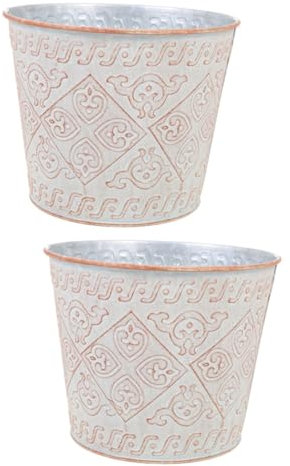 Kisangel 2stücke Eisen Vintage Blumeneimer Dekorativer Pflanztopf Für Balkon Garten Robuste Retro Blumentöpfe Aus Eisen Für Innen Und Außendekoration Für Blumenarrangements