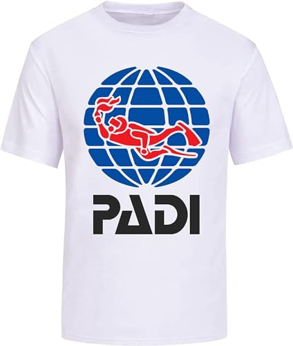 PADI Camiseta Scuba Driver Padi Short Sleeve Cotton Tee Men's Unisex Tee White, blanco, XL