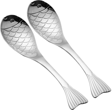 BELLIFFY 2stücke Fischförmiger Servierlöffel Aus Edelstahl Für Suppe Porridge Und Dessert Langlebig Rostfrei Stilvolles Design Geeignet Zum Servieren Und Teilen Bei Tisch