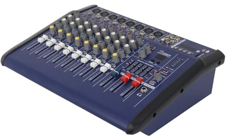 YIWEOG Amplificador Mezclador Amplificado de 8 Canales Consola de Mezcla de Audio Digital Amplificador con alimentación Fantasma de 48 V Ranura USB/SD para grabación DJ Escenario Karaoke