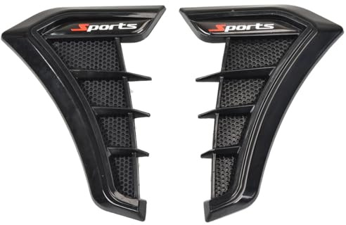 Universal Car Fender Side Vents, Air Flow Intake Hole Grille ， Side Marker Air Wing Vent Trim Cover ， Fender Decorative Spoiler。The Whole Back is Double-Sided Glue (Black)