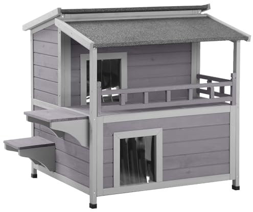 Seiyierr Outdoor Feral Cat House, Draußen Katze Condos zweistöckig, Rainproof Kitty House für den Winter