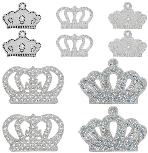 FINGERINSPIRE 10 Stück Kronen Perlen Strass Aufnäher 5 Stile Krone Zum Aufbügeln Perlen Applikation Hotfix Strass Besatz Aufnäher Reparaturflicken Für Kleidung Für Rucksäcke Hosen Jeans Weihnachten