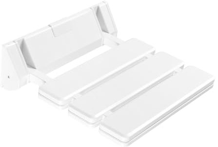 Wall Mounted Shower Stool, Folding Shower Seat for Bath, Wall Mounted Bathroom Waterproof Shower Chair, for Elderly, Disabled and Handicap, White, 32 x 34 cm