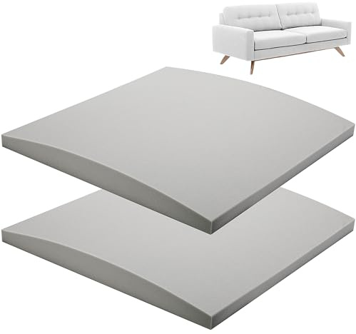 moonoom 22x22 Couch Cushion Support, Grey Sofa Cushion Sagging Repair, Curved High Density Foam Replacement for Furniture Sagging Seat Sectional Loveseat Chair (2 Pcs)