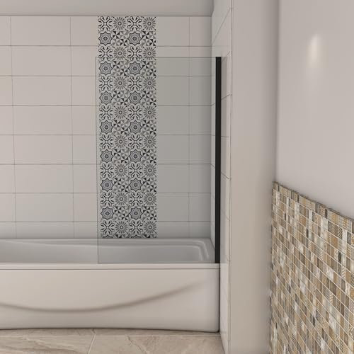 Pare-baignoire fixe - Aluminium noir mat - 70cm - écran de baignoire H.130cm - 5mm verre trempé anticalcaire