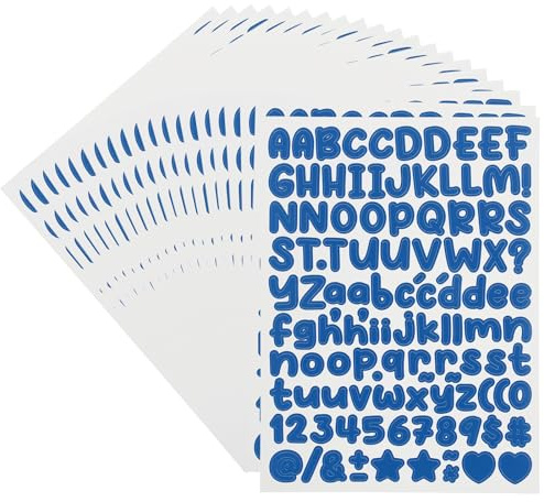 PATIKIL 20 Fogli 2240 Pezzi Piccoli Adesivi Da 1/2 Pollice Blu Scuro | Per Cassette Postali Cartelloni Scrapbooking, Con Lettere E Numeri, Per La Classe, Con Lettere, In Vinile