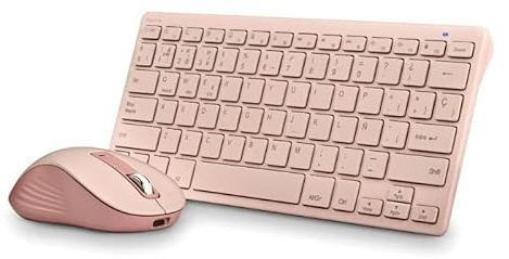 Teclado y ratón Wireless - Combo Rosa con conexión inalámbrica, Teclas silenciosas, diseño ergonómico, Ideal para Uso prolongado. *