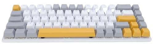 Annadue Teclado de Juego Mecánico, RGB 68 Keys Blue Switch Compact para Computadora Portátil PC con Color Tricromático, Modo de Conexión USB para OS X, (Amarillo Gris)