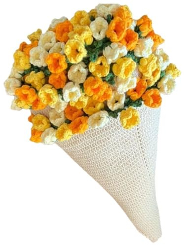 Ldabrye Juego de manta de flores de ganchillo hecha a mano, suministros para tejer con tutorial en video paso a paso para principiantes y adultos, manta de ramo de flores de ganchillo