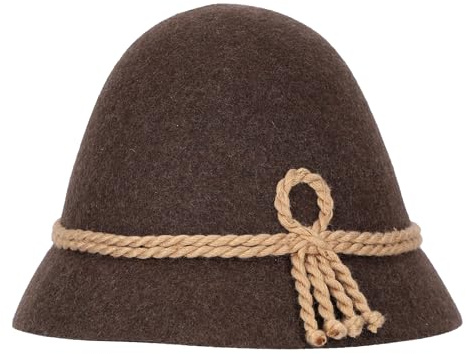 Steigenhöfer Original Herren Trachtenhut, Wanderhut, Filzhut Stopselhut - Heinrich - 100% Schurwolle - Schmale Krempe & Kordel - Zum Förstern & Wandern oder zum Oktoberfest