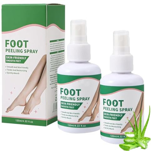 Fußspray, Sofort-Fußpeeling-Spray, Feuchtigkeitsspendend & Pflegend für trockene, raue Haut, Entfernt Hornhaut & abgestorbene Hautzellen, Für geschmeidige, weiche Füße
