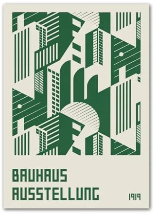 Baibexing Abstrakte Bauhaus-Grüne Geometrische Linien, Wandkunst, Leinwand, Gemälde, Poster, Drucke, Für Zuhause, Schlafzimmer, Wohnzimmer, Dekoration, A6 30X40Cm Kein Rahmen