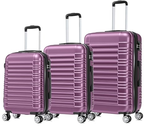 Boleedy 3tlg Hartschalenkofferset Kofferset, M-L-XL, Erweiterbare Kapazität Reisekofferset Hartschalenkoffer Trolley Koffer Reisekoffer Gepäck Rollkoffer (Lila)