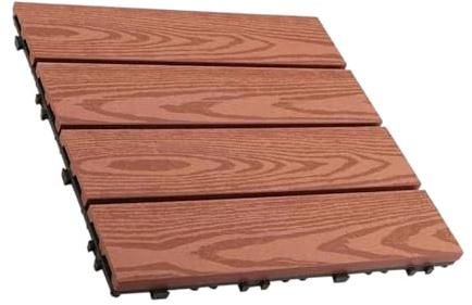 omiinitio Lames de terrasse imprégnées en bois composite résistant au soleil revêtement de sol sûr pour enfants animaux domestiques installation rapide des carreaux de jardin