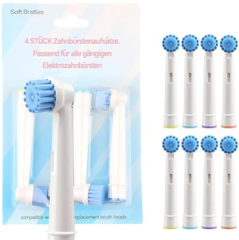 Brossette Compatible avec Braun Oral b, Lot de 8 Rechange Sensitive Clean à Poils Ultra-Fins, pour un Nettoyage des Dents en Douceur et un Soin des Gencives Délicates