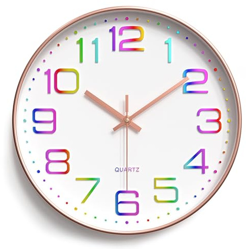 CIOXSOIO 30cm Wanduhr Lautlos, 3D Ziffern Wanduhr Ohne Tickgeräusche, Modern Wand Uhr Analog Leicht zu Lesen, 12 Zoll Leise Wall Clock Deko für Wohnzimmer Küche Büro Schule Kinderzimmer