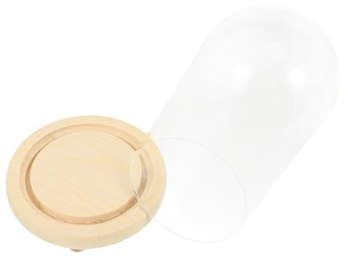 GALPADA Cloche en Verre Transparente Socle 10x18 Cm pour Fleurs Stabilisées, Décoration Créative de Table, Accessoire Décoratif Solide pour Maison et Bureau