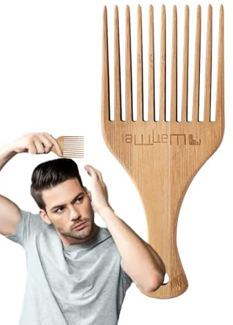 Peine De Madera Para El Cabello - Peine Para El Cabello De 17,5x7,5cm | Herramienta Para Dar Volumen Y Peinado De Madera Natural Color Marrón Claro | Accesorios De Peinado De Mechones Rizados Natur