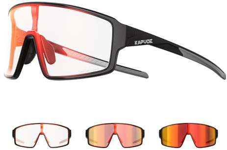 KAPVOE K473 Gafas de Ciclismo Fotocromáticas para Hombre y Mujer, Lentes de Sol Deportivos UV400 con Montura TR90 y Almohadillas Nasales de Silicona Ajustables para Running, MTB y Béisbol, Pickleball