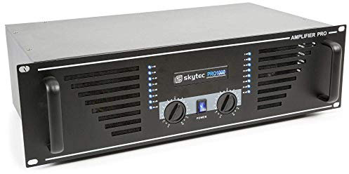 Skytec Amplificateur Professionnel SKY-1500B, 2X 1500 Watts Noir, Ventilateur Silencieux, Puissance Max 3000 Watts, Utilisation Mobile, DJ, Concerts, Fêtes