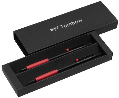 Tombow PLZ-211-2 penna set Zoom 707 kulspetspenna med tryckpenna, svart/röd