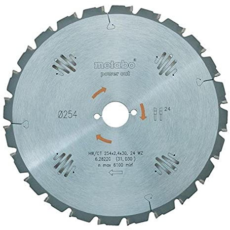 Metabo Sägeblatt precision cut wood - professional, 315x2,4/1,8x30, Z48 WZ 5° neg. (628224000) Durchmesser x Schnittbreite x Bohrung: 315 x 2.4 x 30 mm, Material: HW/CT, Zähnezahl: 48