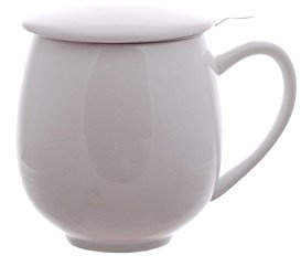 Cha Cult Kräuterteetasse Saara Porzellan weiß 3-teilig Teetasse Teesieb Deckel 0,35 l