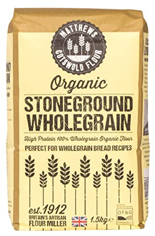 Matthews Cotswold Organic Stoneground Wholemeal Flour - 1.5kg Bag (Pack of 5)