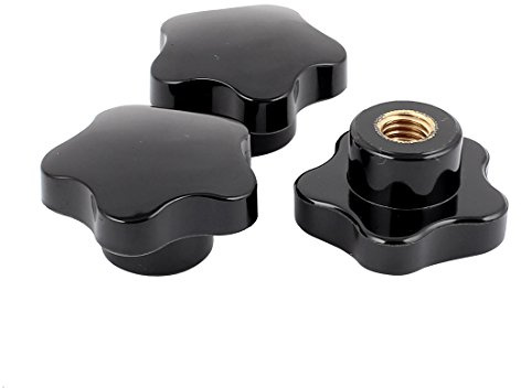 sourcing map M12 Innengewinde 50mm Kopf Dmr Kreuzgriff Stern-Griff Schraube | 3Stk, Schwarz