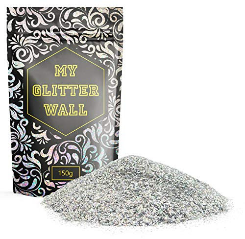 Silver AB 150G MyGlitterWall Glitter for Emulsion Paint - Glittery Wall Decorations - Paint Additive for Ceilings, Wood, Matt, Gloss - Perfect for Indoors and Outdoors