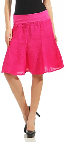 Malito Figurvänlig sommarkjol med stretchmidjeband Midi Mini 1580 dam en storlek, Rosa, en storlek