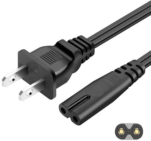 [UL Listed] TV Power Cord 10Ft(3.1m) for Samsung TCL Roku Replacement 2 Prong AC Power Cord UN40 UN43 UN48 UN49 UN50 UN55 UN60 UN70 UN75 UN78 Smart 4K,7A125V Compatible for LG 24 28