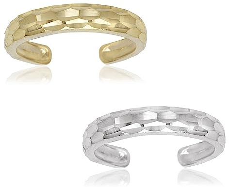 JewelryWeb Zehenring aus massivem 10-karätigem Gelb- oder Weißgold, verstellbar, diamantgeschliffen, 4 mm x 15 mm, Echtgold-Zehenring für Damen, läuft nicht an und ist hypoallergen,