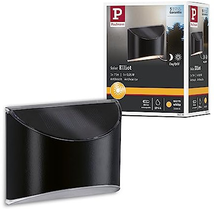 Paulmann 94233 Luminaria solar para caminos LED, luminaria exterior incl. 1x0,05 W, antracita, plástico, 3000 K blanco cálido