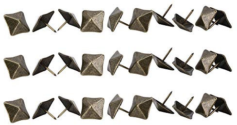 HEEPDD 50 Pezzi Chiodi per Tappezzeria, Antica Bronzo Scatola Legno Divano Decorativo Chiodi Quadrati a Chiodo per Mobili Letto Decorazione(19x20mm)