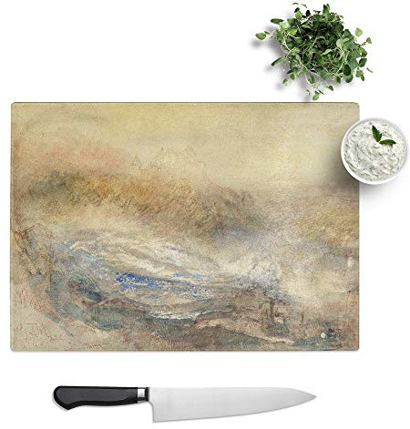 Kitchen Chopping Board Glass - J.M.W. Turner (Joseph Mallord William Turner) Watercolour (1) - Textured Worktop Saver Cutting Board - Heat Resistant, Shatterproof and Hygenic - 28.5 x 20 cm