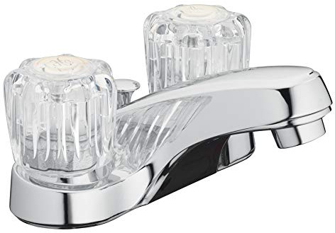 Aqua Vista 10-B421-AV Two Handle Bathroom Sink Faucet, Polished Chrome with Acrylic Round Knobs