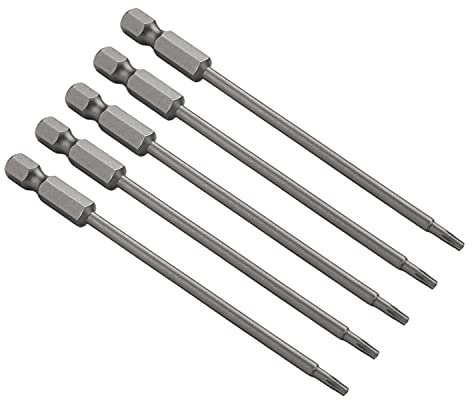 Utoolmart T8 Torx Testa con Foro Cacciavite Punta Trapano 1/4 Pollici Codolo Esagonale 100mm Lunghezza Totale Sicurezza Antimanomissione Cacciavite per Cacciavite Elettrico Cacciavite Manuale 5 pz