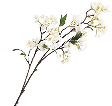 MIGUOR Fleurs de pommier artificielles, branches de pommier artificielles en soie, utilisées pour la décoration de mariage familial (fleur de pommier blanche) (99,1 cm)