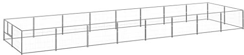 vidaXL Hundezwinger Silbern 16m² Stahl Hundehaus Hundekäfig Hundehütte Käfig